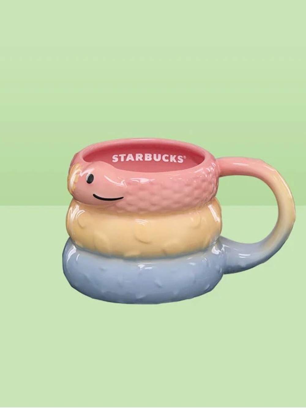 Starbucks Pastel Pink Yellow Blue Stack Snake Mug 2025 Year of the Snake